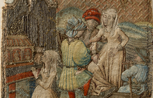 Panneau brodé guérison de la femme aveugle