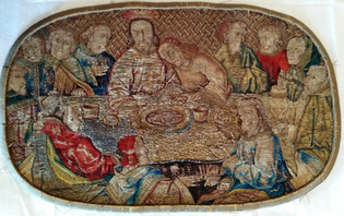 Cène brodée fragment de chasuble